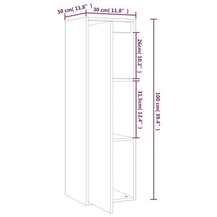 Armoire murale Marron miel 30x30x100 cm Bois de pin massif - Photo n°10