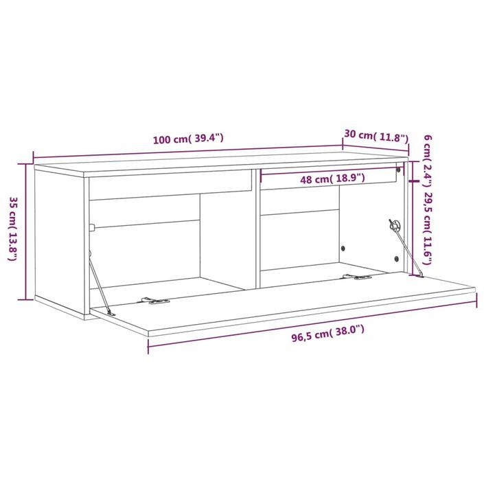 Armoire murale Noir 100x30x35 cm Bois de pin massif - Photo n°11