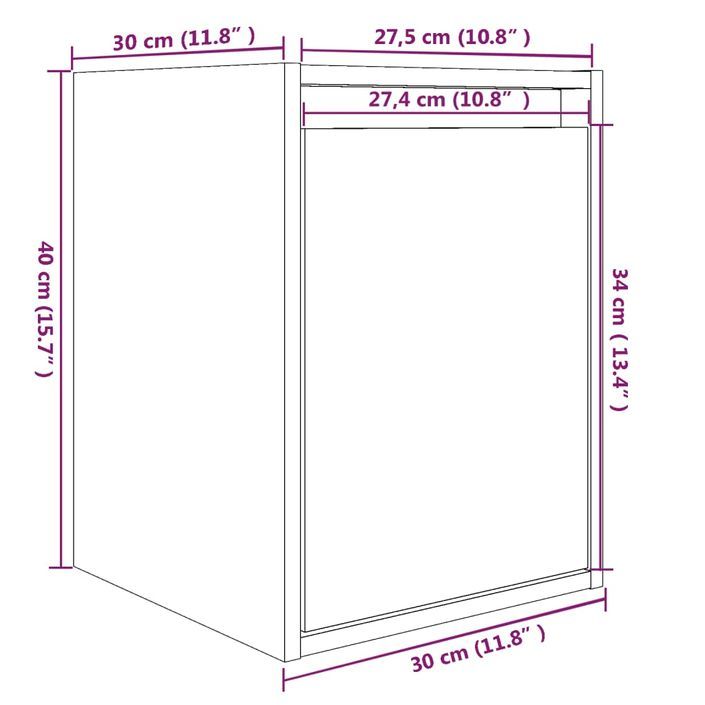 Armoire murale Noir 30x30x40 cm Bois de pin massif - Photo n°10