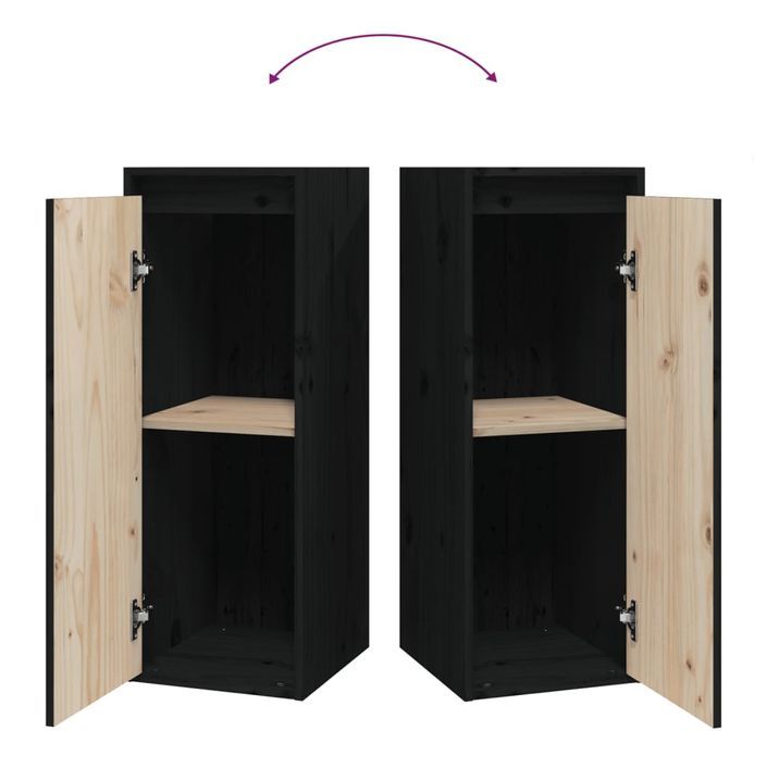 Armoire murale Noir 30x30x80 cm Bois de pin massif - Photo n°8