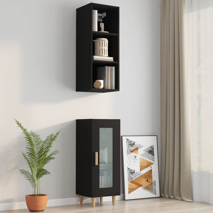 Armoire murale Noir 34,5x32,5x90 cm Bois d'ingénierie - Photo n°7