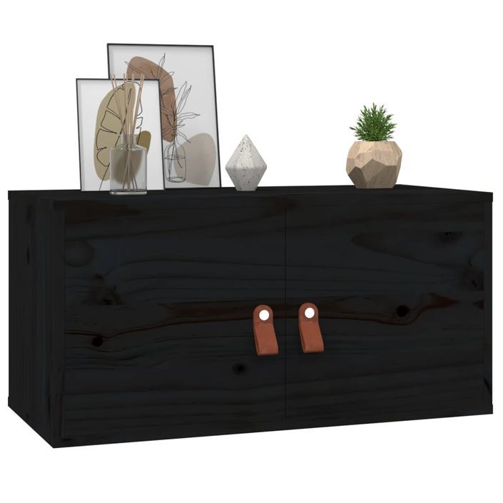 Armoire murale Noir 60x30x30 cm Bois de pin massif - Photo n°6