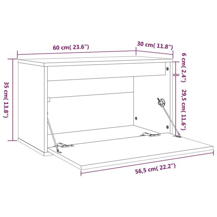 Armoire murale Noir 60x30x35 cm Bois de pin massif - Photo n°11