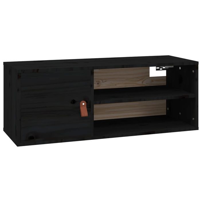 Armoire murale Noir 80x30x30 cm Bois de pin massif - Photo n°2