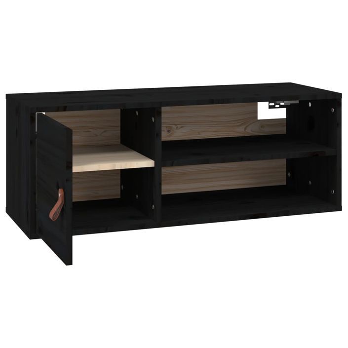 Armoire murale Noir 80x30x30 cm Bois de pin massif - Photo n°7