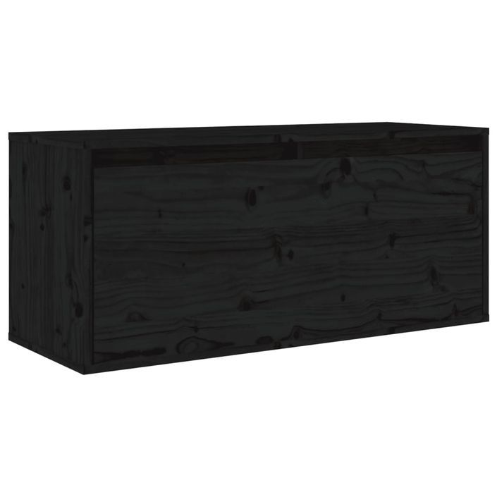 Armoire murale Noir 80x30x35 cm Bois de pin massif - Photo n°2