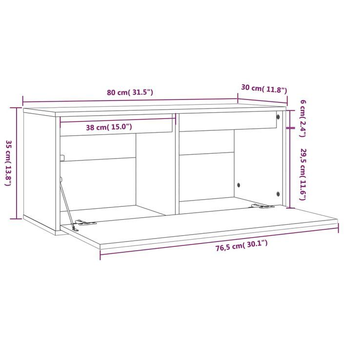 Armoire murale Noir 80x30x35 cm Bois de pin massif - Photo n°11