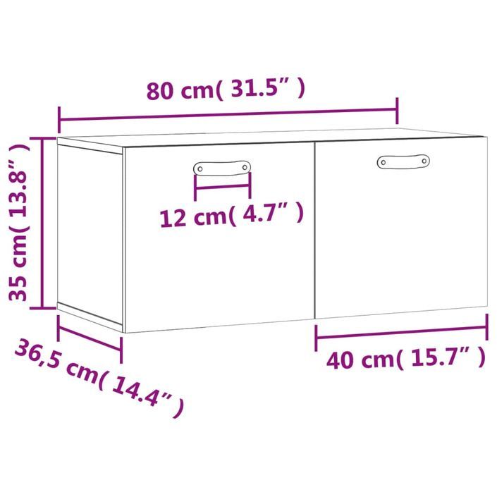 Armoire murale noir 80x36,5x35 cm bois d'ingénierie - Photo n°12