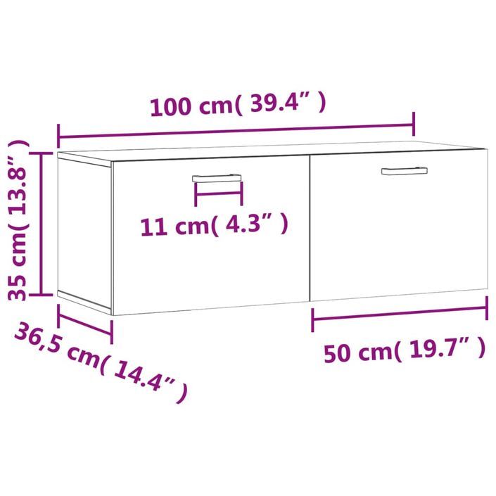 Armoire murale sonoma gris 100x36,5x35 cm bois d'ingénierie - Photo n°12