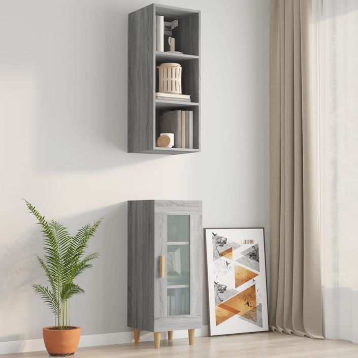 Armoire murale sonoma gris 34,5x32,5x90 cm bois d'ingénierie - Photo n°5