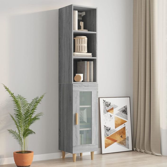 Armoire murale sonoma gris 34,5x32,5x90 cm bois d'ingénierie - Photo n°6