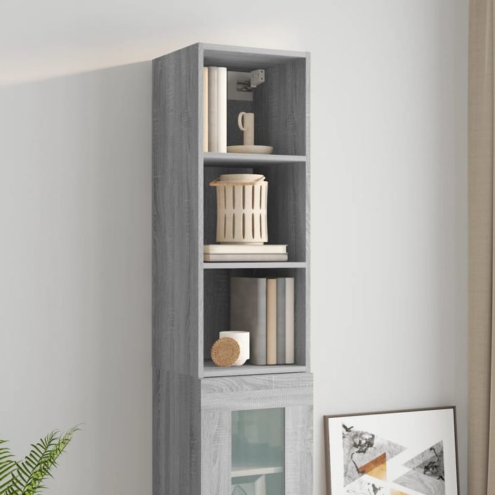 Armoire murale sonoma gris 34,5x32,5x90 cm bois d'ingénierie - Photo n°7