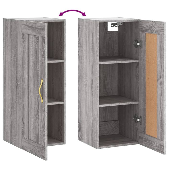 Armoire murale sonoma gris 34,5x34x90 cm bois d'ingénierie - Photo n°9