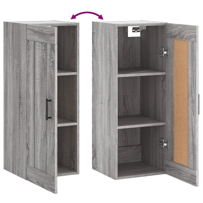 Armoire murale sonoma gris 34,5x34x90 cm bois d'ingénierie - Photo n°10