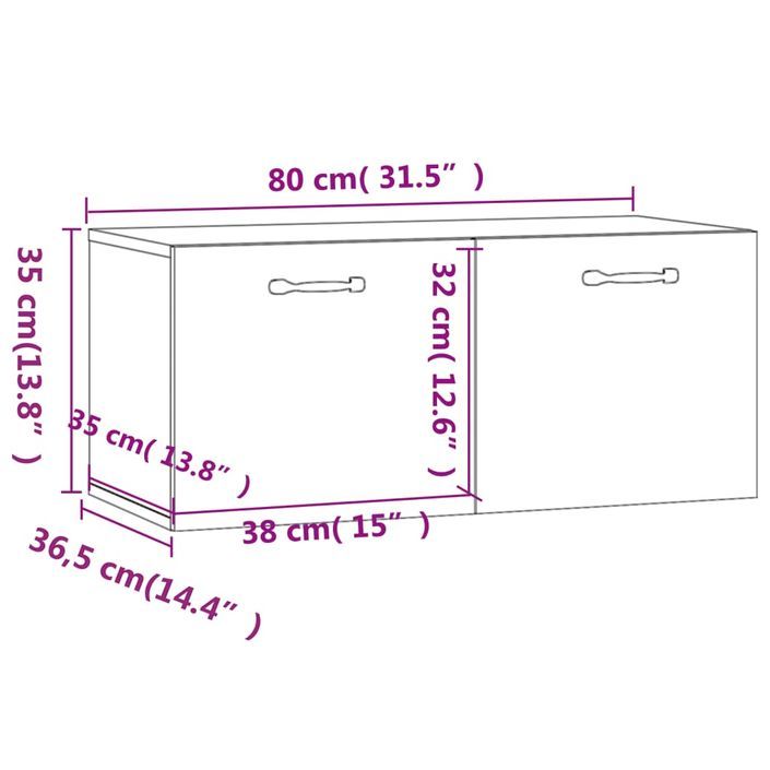 Armoire murale sonoma gris 80x36,5x35 cm bois d'ingénierie - Photo n°8