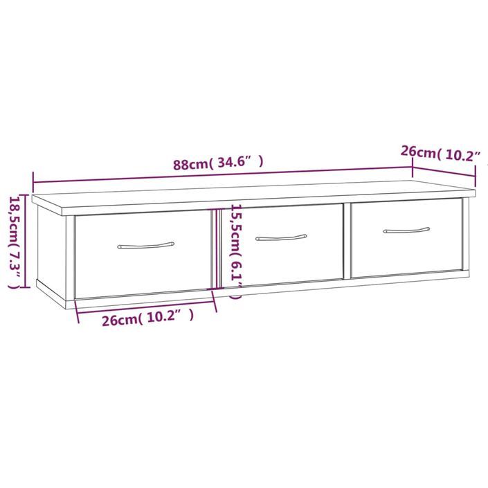 Armoire murale Sonoma gris 88x26x18,5 cm Bois d'ingénierie - Photo n°8