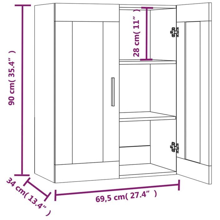 Armoire murale suspendue Blanc 69,5x34x90 cm - Photo n°12