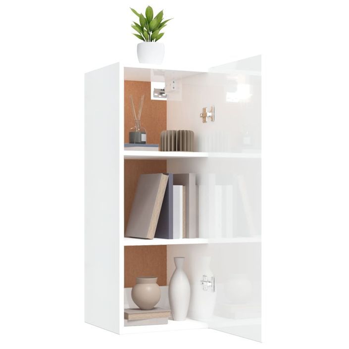 Armoire murale suspendue Blanc brillant 34,5x34x90 cm - Photo n°5