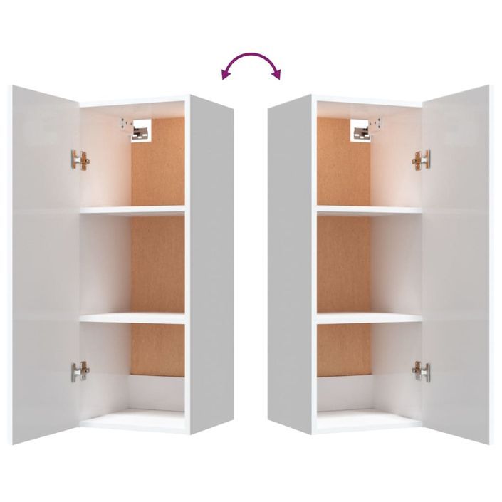 Armoire murale suspendue Blanc brillant 34,5x34x90 cm - Photo n°9