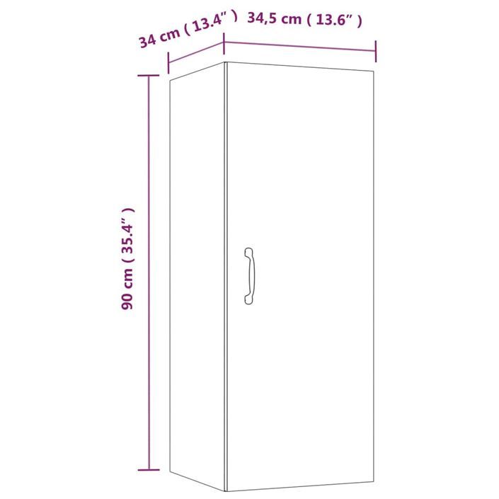 Armoire murale suspendue Blanc brillant 34,5x34x90 cm - Photo n°11