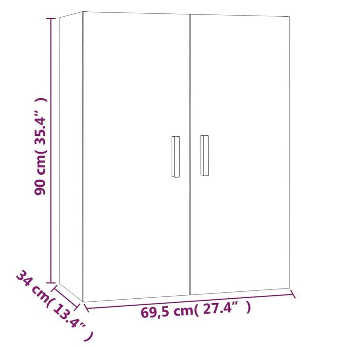 Armoire murale suspendue Chêne fumé 69,5x34x90 cm - Photo n°11