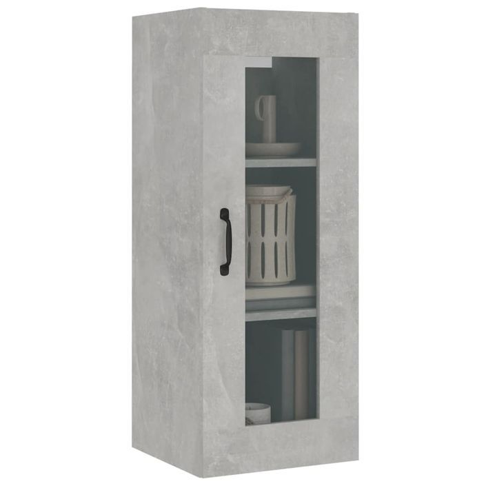 Armoire murale suspendue Gris béton 34,5x34x90 cm - Photo n°5