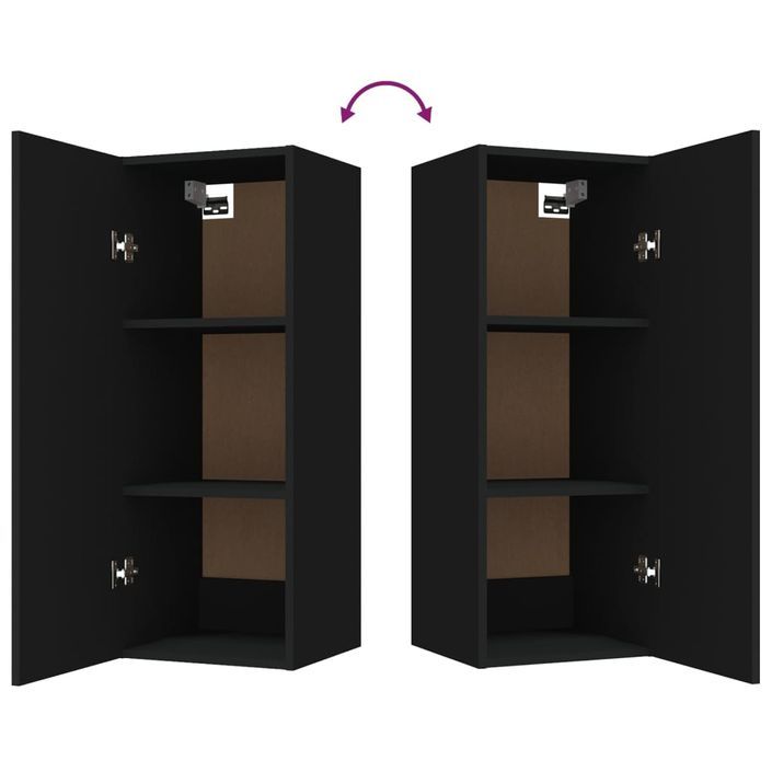 Armoire murale suspendue Noir 34,5x34x90 cm Bois d'ingénierie - Photo n°9