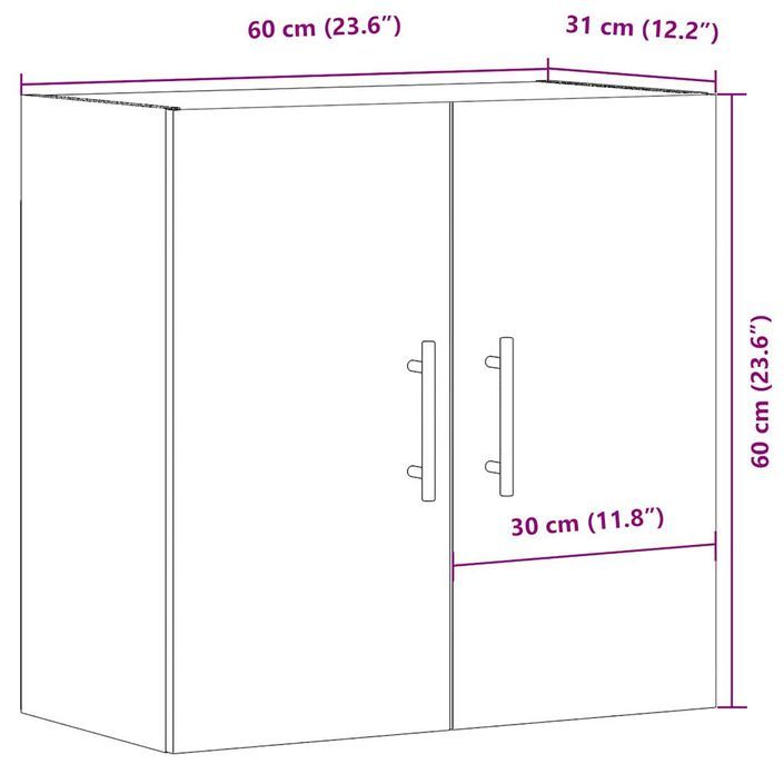 Armoire murale vieux bois 60x31x60 cm bois d'ingénierie - Photo n°11