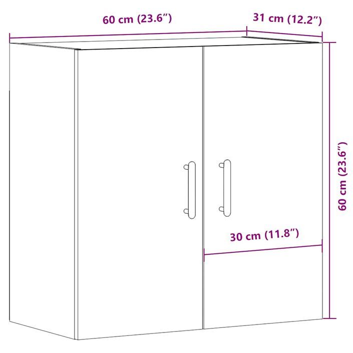 Armoire murale vieux bois 60x31x60 cm bois d'ingénierie - Photo n°11