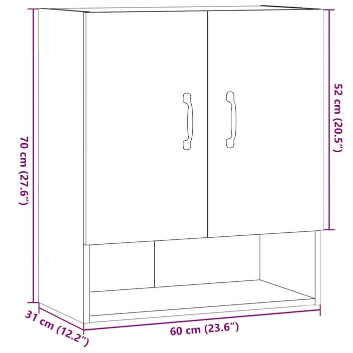 Armoire murale vieux bois 60x31x70 cm bois d'ingénierie - Photo n°12