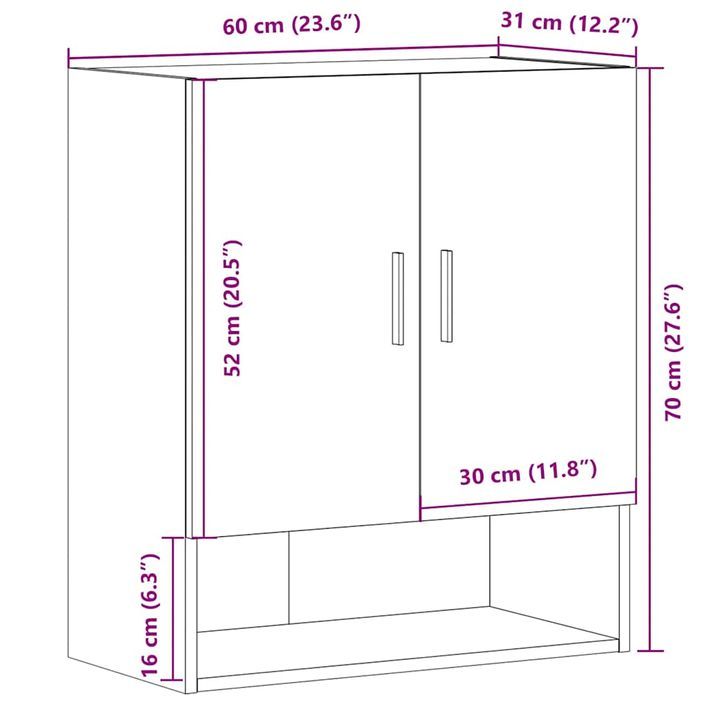 Armoire murale vieux bois 60x31x70 cm bois d'ingénierie - Photo n°11