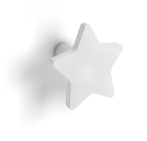 Armoire penderie bois clair avec miroir et pieds blanc et patère étoile blanc - Photo n°2