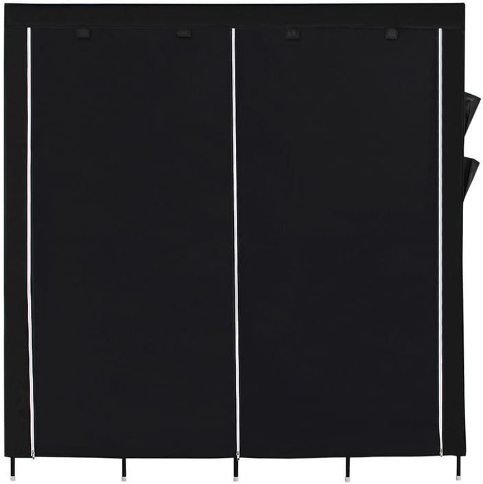 Armoire penderie toile noir L 168 x P 45 x H 180 cm - Photo n°4