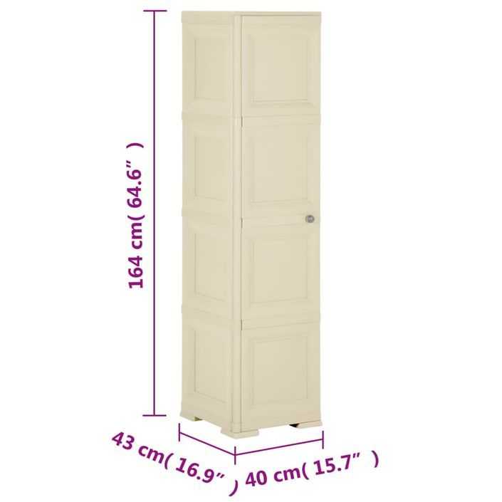 Armoire plastique 40x43x164 cm design de bois blanc angora - Photo n°8