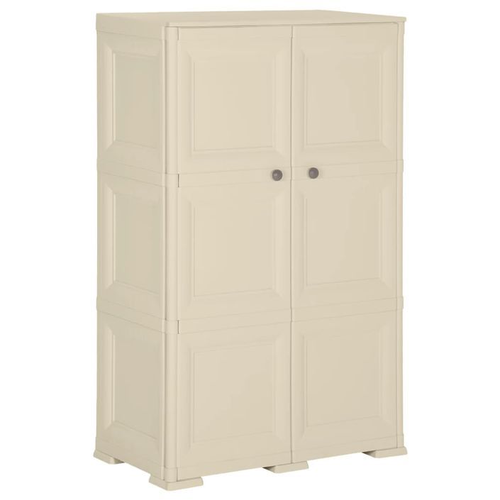 Armoire plastique 79x43x125 cm design de bois blanc angora - Photo n°1