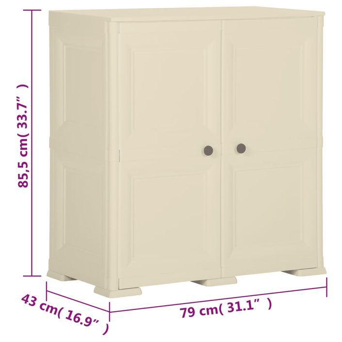 Armoire plastique 79x43x85,5 cm design de bois blanc angora - Photo n°8