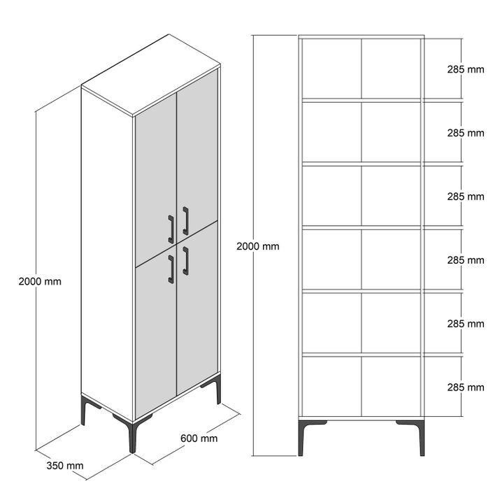 Armoire polyvalente bois noyer et anthracite Kliko 60 cm - Photo n°6