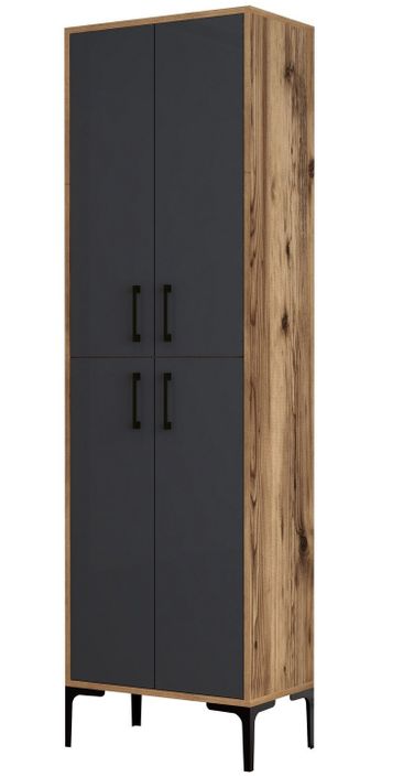 Armoire polyvalente bois noyer et anthracite Kliko 60 cm - Photo n°1