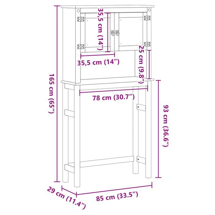 Armoire pour machine à laver salle de bain Corona pin massif - Photo n°10