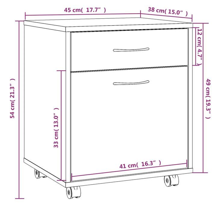 Armoire roulante Sonoma gris 45x38x54 cm Bois d'ingénierie - Photo n°8