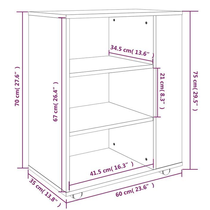 Armoire roulante Sonoma gris 60x35x75 cm Bois d'ingénierie - Photo n°10