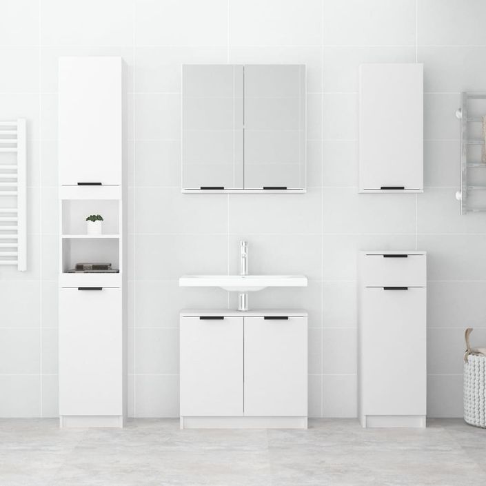 Armoire salle de bain Blanc 64,5x33,5x59 cm Bois d'ingénierie - Photo n°3