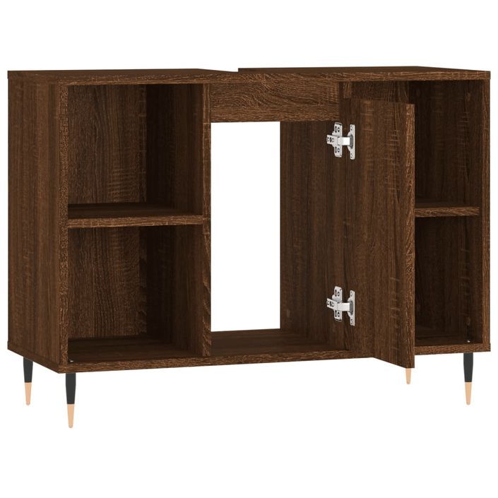 Armoire salle de bain chêne marron 80x33x60cm bois d'ingénierie - Photo n°5