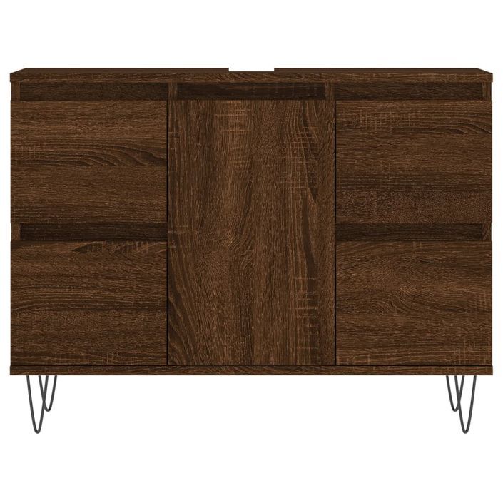 Armoire salle de bain chêne marron 80x33x60cm bois d'ingénierie - Photo n°4