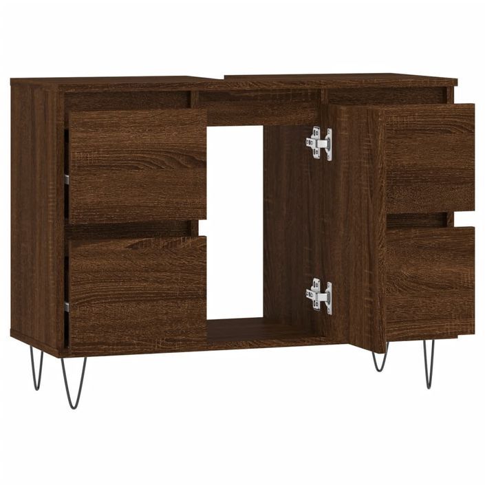 Armoire salle de bain chêne marron 80x33x60cm bois d'ingénierie - Photo n°5