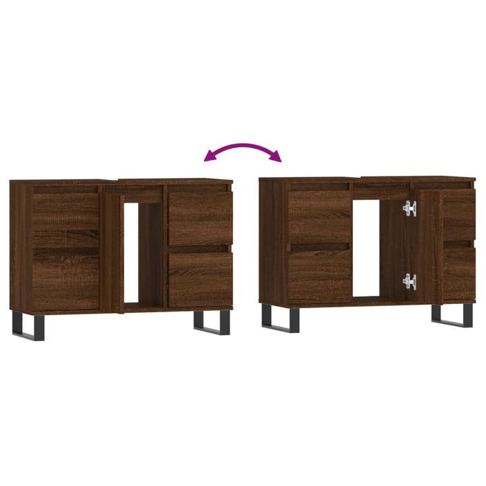 Armoire salle de bain chêne marron 80x33x60cm bois d'ingénierie - Photo n°8