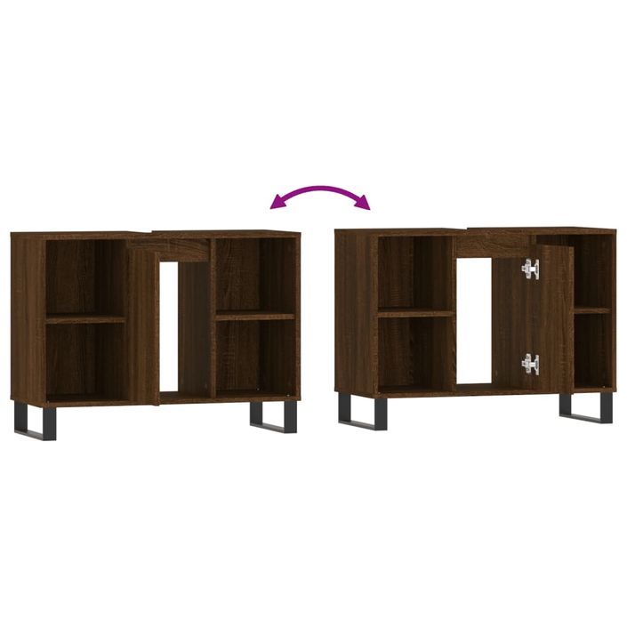 Armoire salle de bain chêne marron 80x33x60cm bois d'ingénierie - Photo n°9