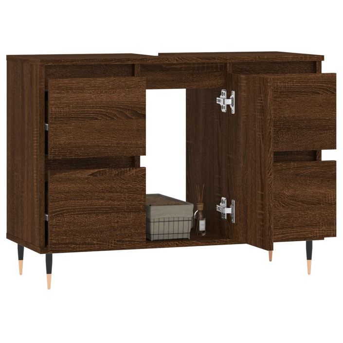 Armoire salle de bain chêne marron 80x33x60cm bois d'ingénierie - Photo n°3