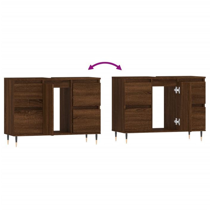 Armoire salle de bain chêne marron 80x33x60cm bois d'ingénierie - Photo n°8