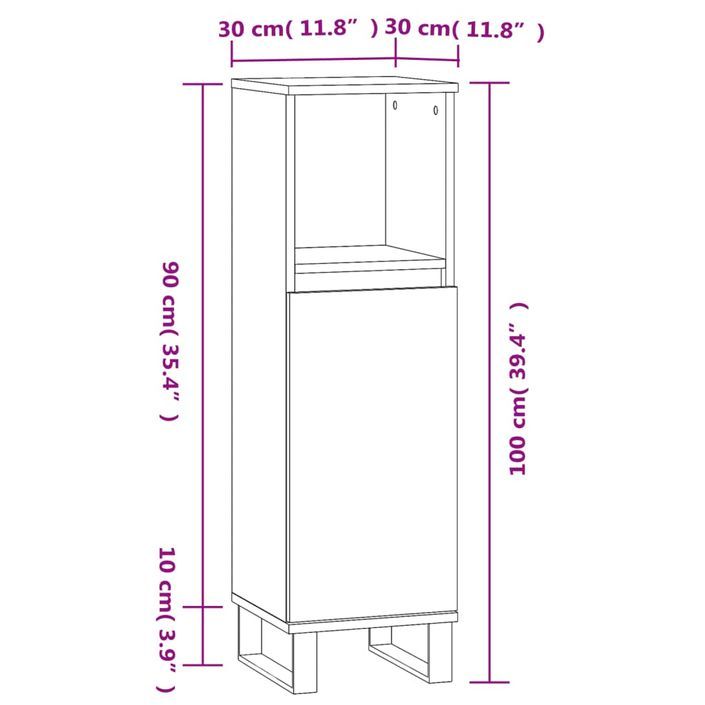 Armoire salle de bain chêne sonoma 30x30x100 cm - Photo n°12